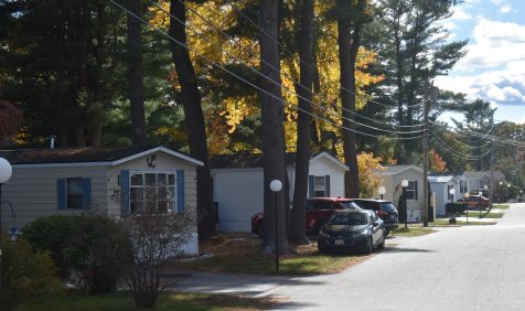 A row of mobile homes in Old Orchard Village