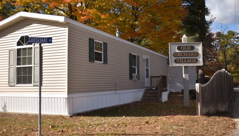A mobile home at Old Orchard Village mobile home park
